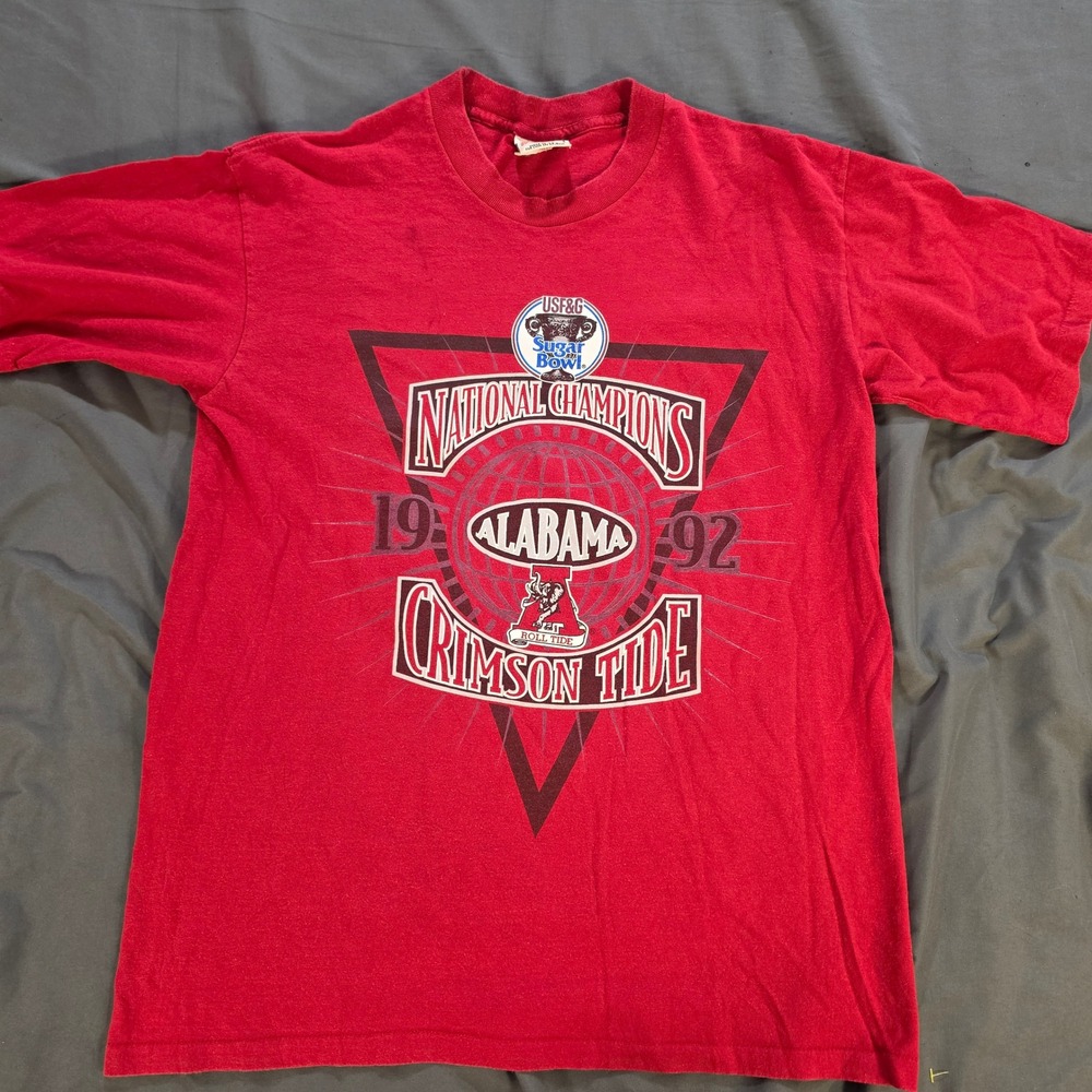 Alabama Crimson Tide 1992 National Champions T-Shirt Red L Vintage Nutmeg Mills